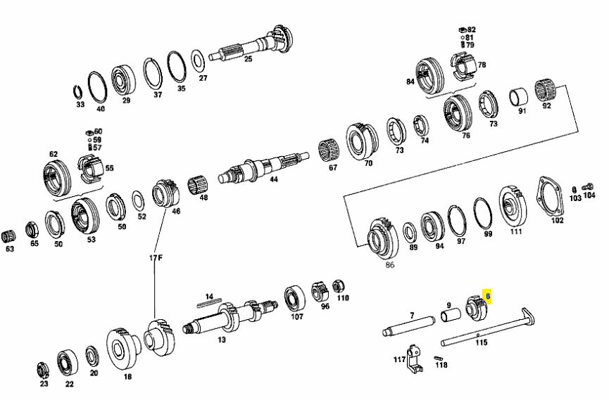 Mercedes Benz transmission revers idler shaft gear A1152601025 