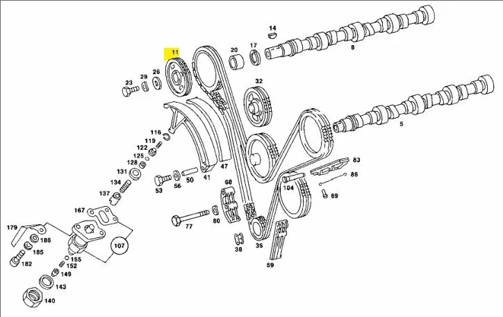 A1160520601 Timing Chain Sprocket Gear INTERMEDIATE GUIDE GEAR W116 W126