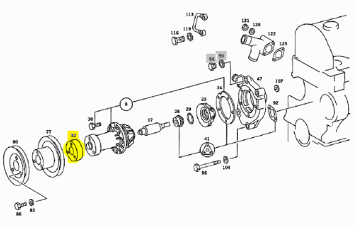 LASO Engine cooling system HUB pully W180 W120 W121 W110 W111 A1212020314