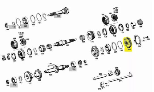 Mercedes Benz Transmission Reverse Main Shaft gear W108 W109 W111 W114 W115 711