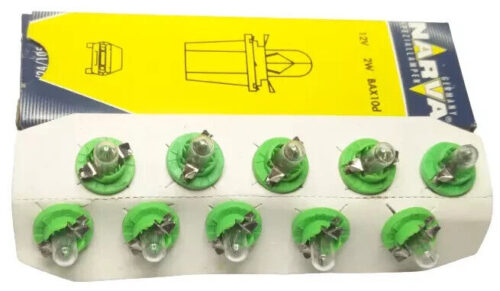 Narva 12V 2W 9339 PLASTIC BASE LAMPS Bax 10d 8,5d green 17057 8GA007997-081 W202
