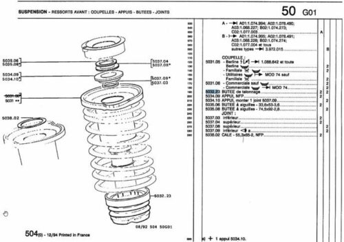 Front Suspension Rebound Rubber Buffer Peugeot:505,504,305 II,I 503220 503223